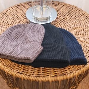 Old Navy Set of Three Knit Beanies in Brown, Black, and Navy